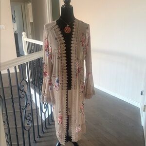 Boho floral Lace Trim Women's Sheer Cover up